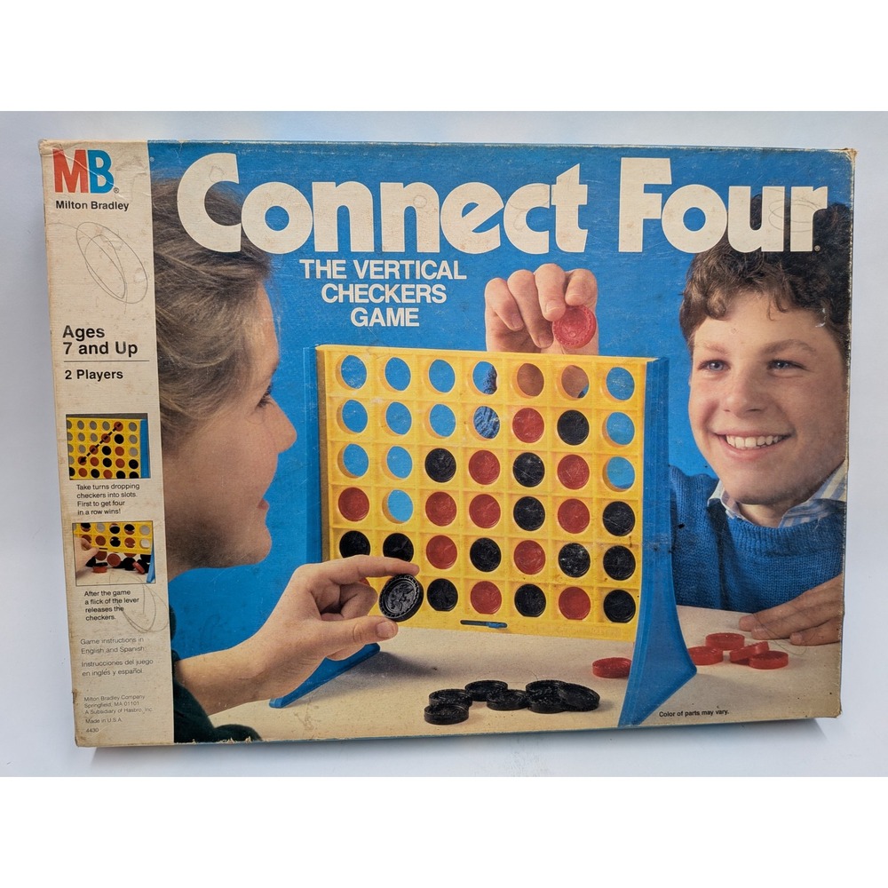 Vintage 1986 Connect Four Board Game Milton Bradley 4430 Vertical Checkers Retro